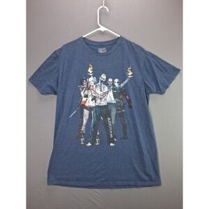 Suicide Squad T Shirt Movie Graphic Cast Harley Quinn Large Blue Crewneck